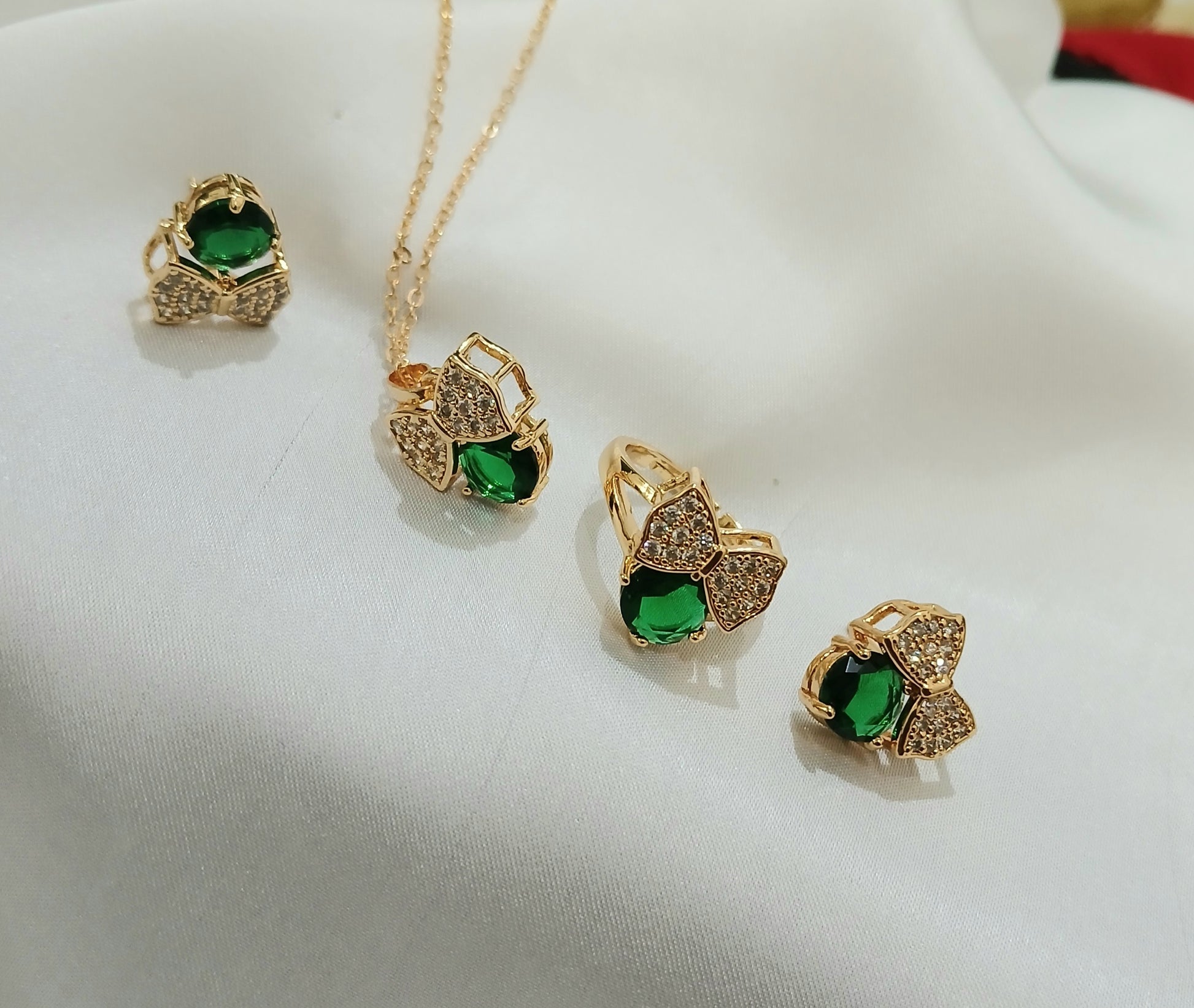 Stylish Golden Pendant Sets with Adjustable Size Ring - Essentique