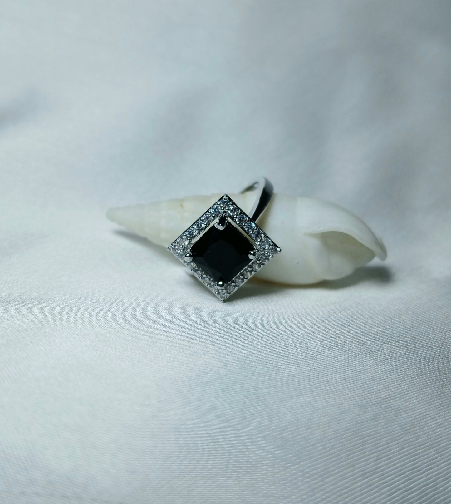 Square Silver Rings with Square Colored Stones in Adjustable Size - Essentique