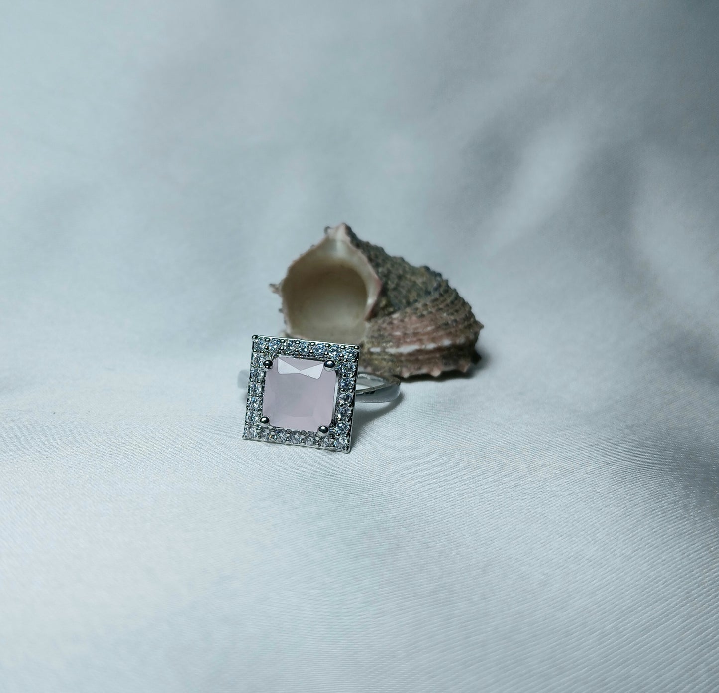 Square Silver Rings with Square Colored Stones in Adjustable Size - Essentique