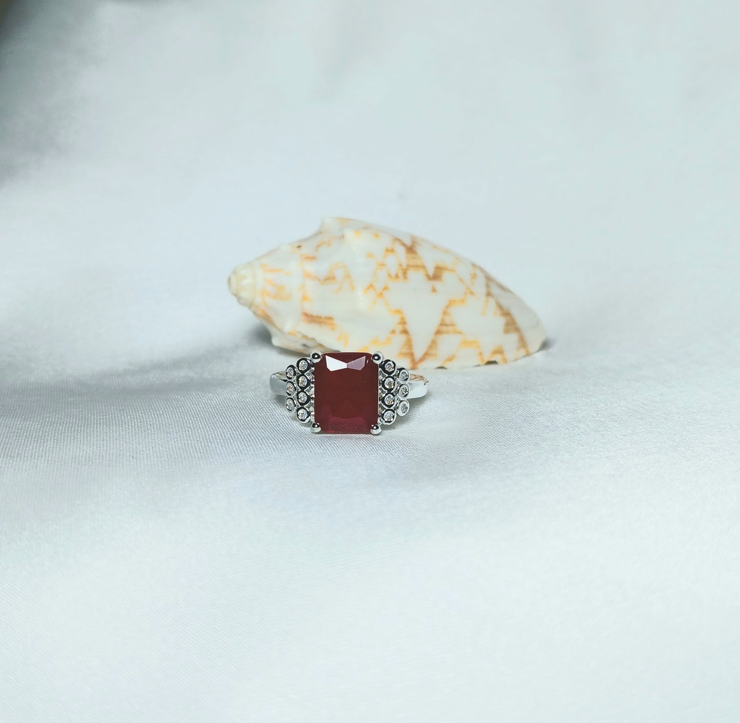 Silver Rings with Rectangular Colored Stones in Adjustable Size - Essentique