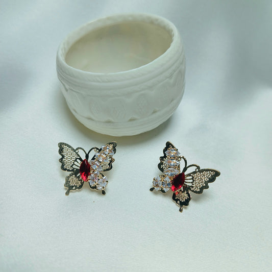 Butterfly Golden Tops With Colored Stones Available in 5 Colors - Essentique