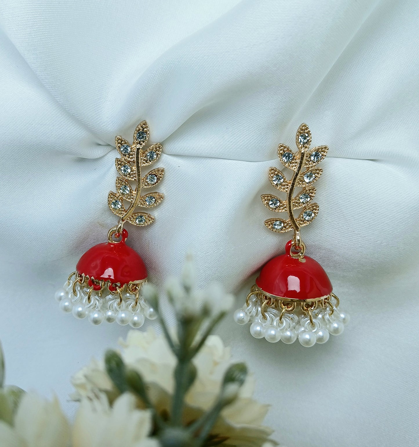 Leaves Branch Plain Jhumkaas Available in 4 Colors - Essentique