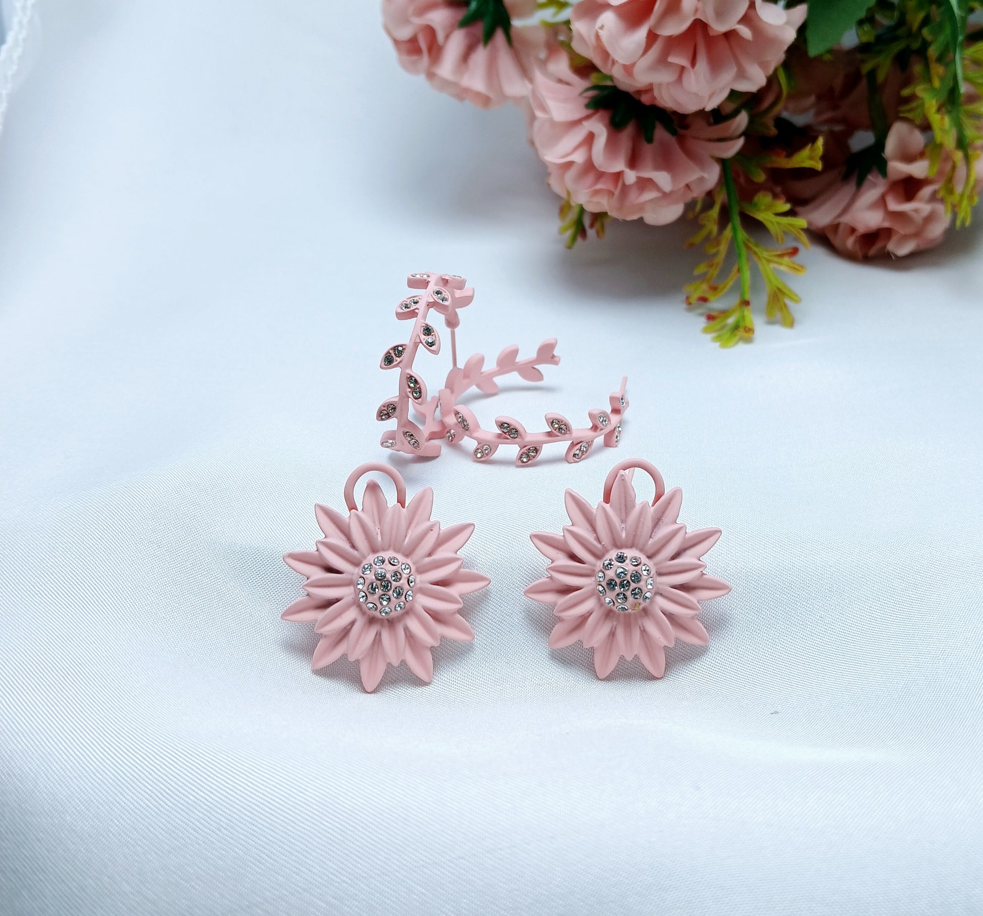 Two Pairs of Earrings with Painted Surface - Essentique