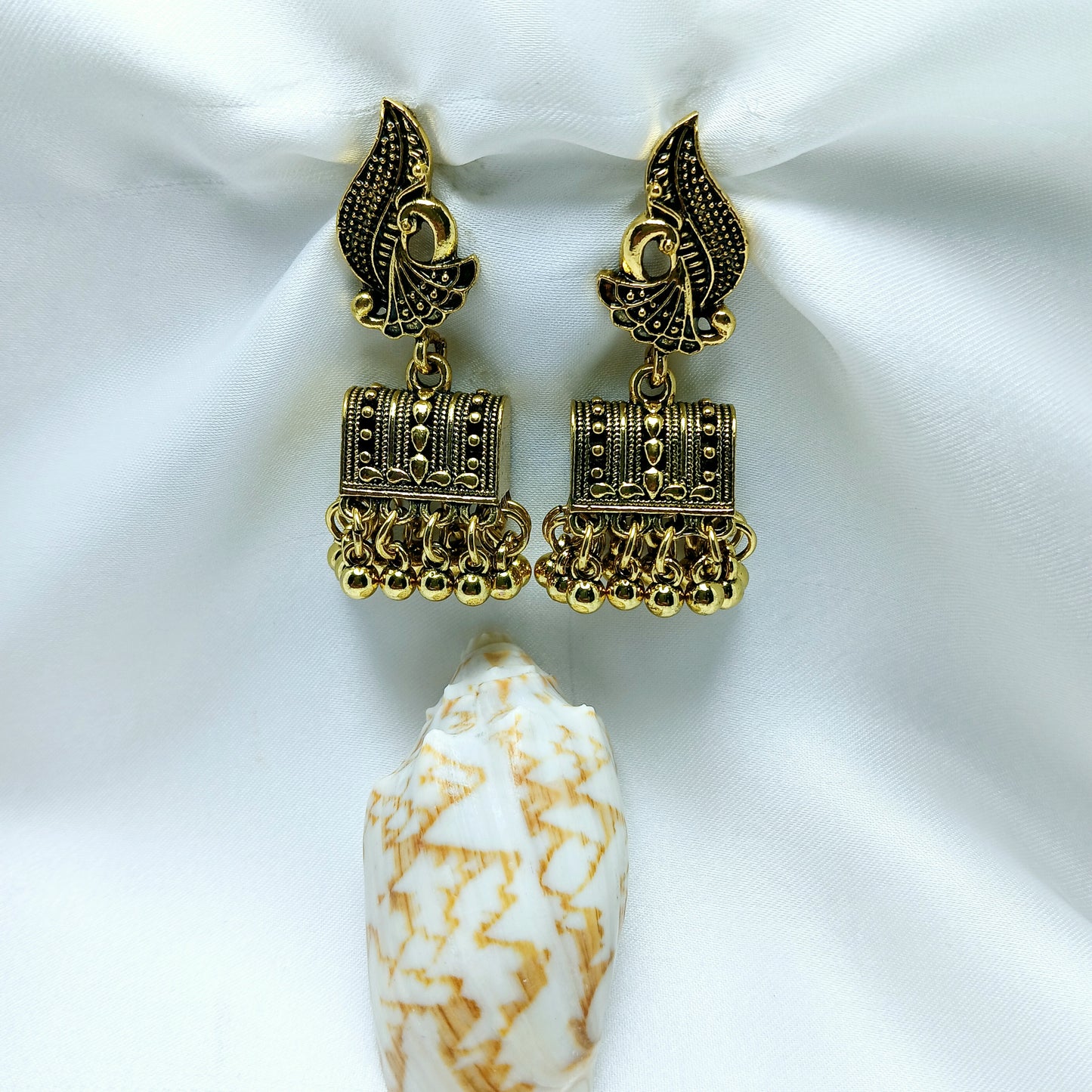 Antique Golden Peacock Jhumkaas - Essentique