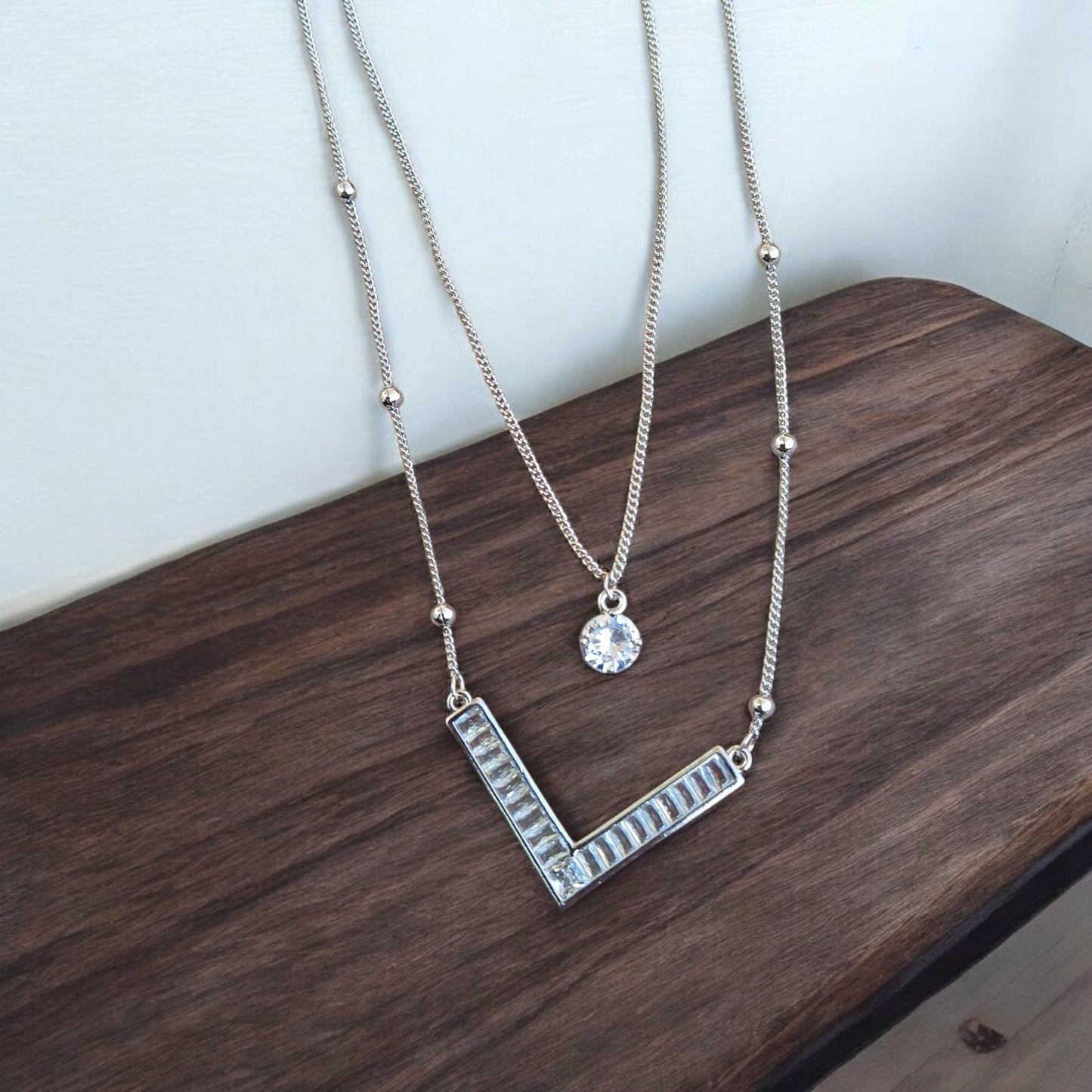 V Shaped Double Chain Pendant