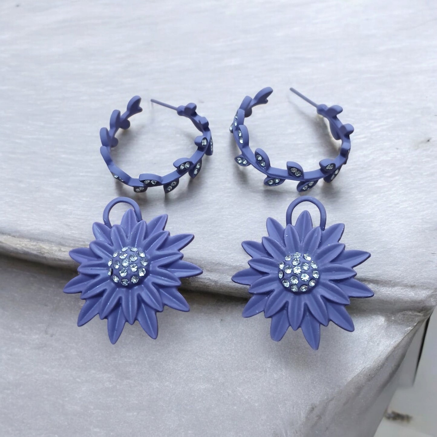 Two Pairs of Earrings with Painted Surface - Essentique