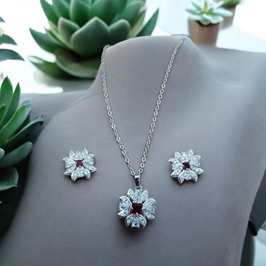 Elegant Silver Pendant Set Available in 4 Colors