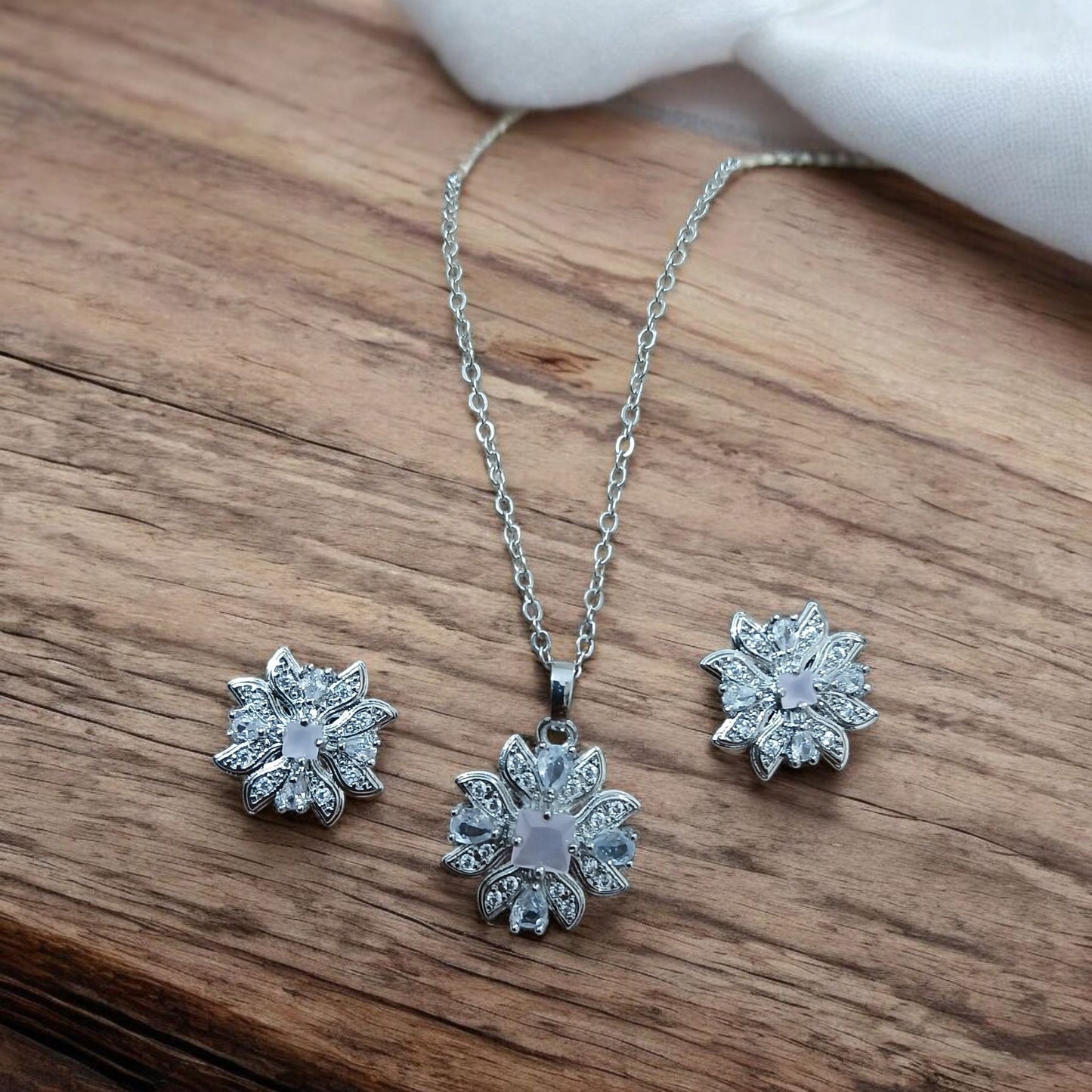 Elegant Silver Pendant Set Available in 4 Colors