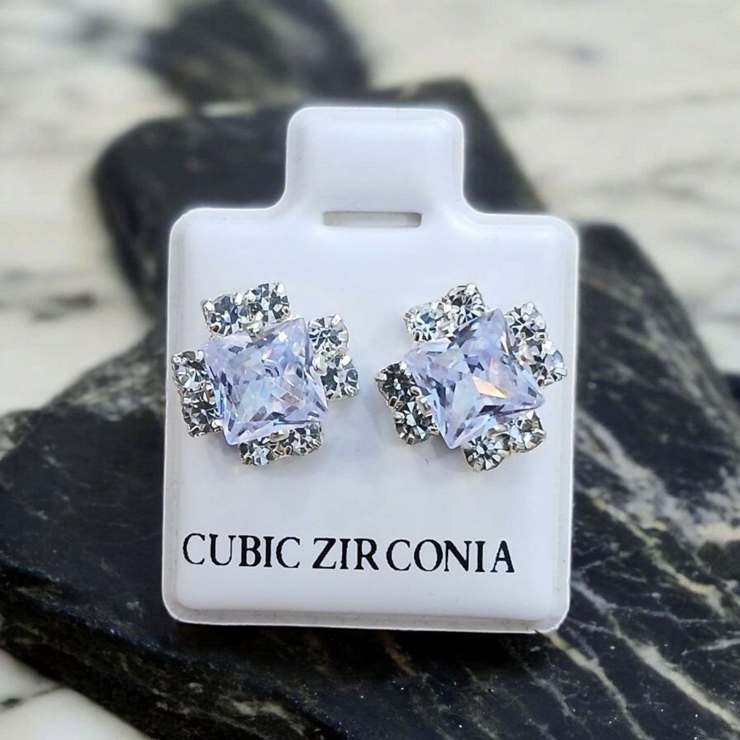 Silver Square Cubic Zirconia Tops available in 6 colors