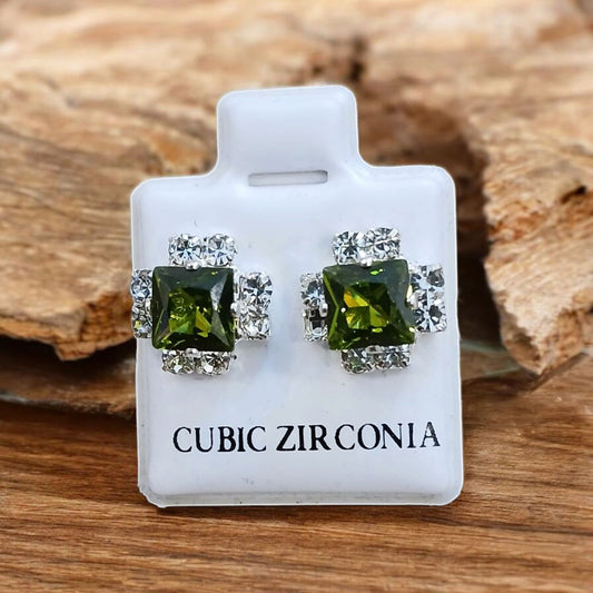 Silver Square Cubic Zirconia Tops available in 6 colors