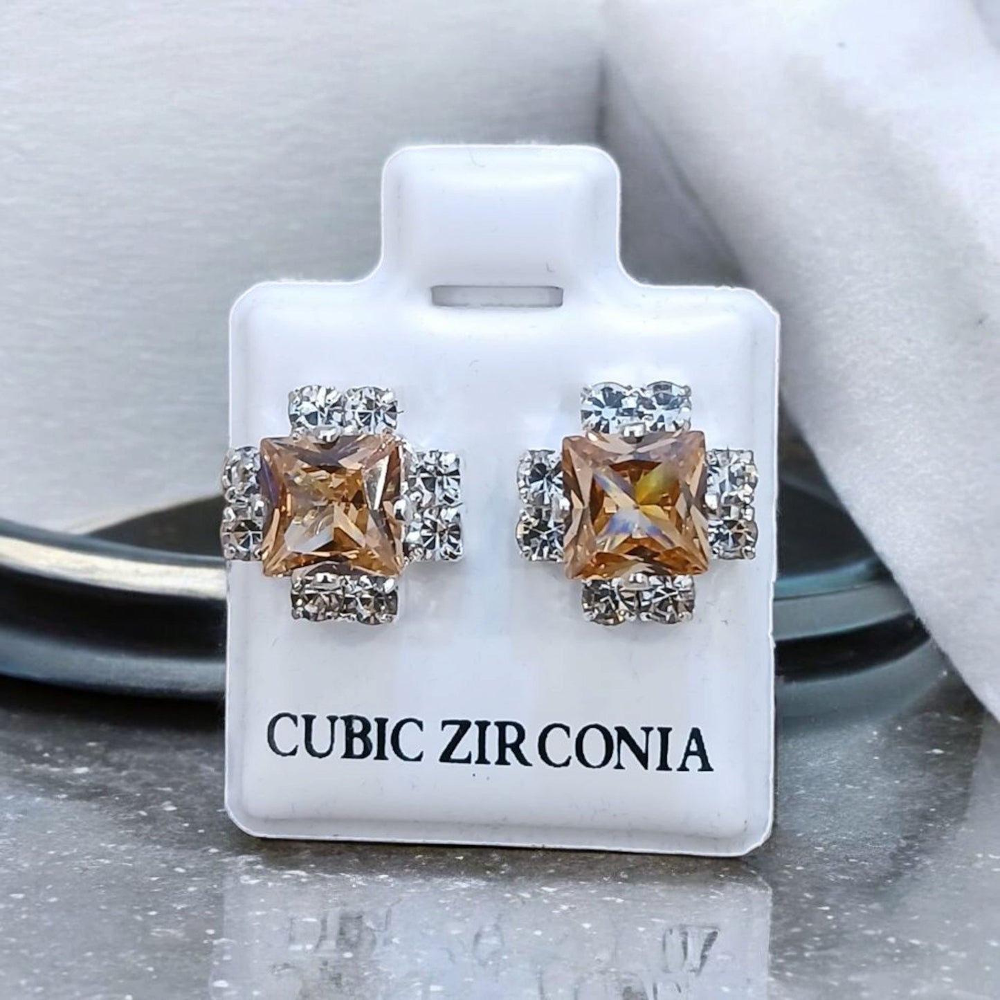 Silver Square Cubic Zirconia Tops available in 6 colors