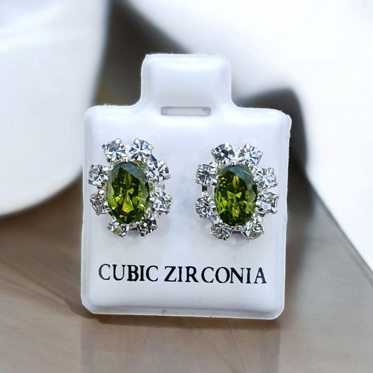 Silver Cubic Oval Zirconia Tops available in 6 colors