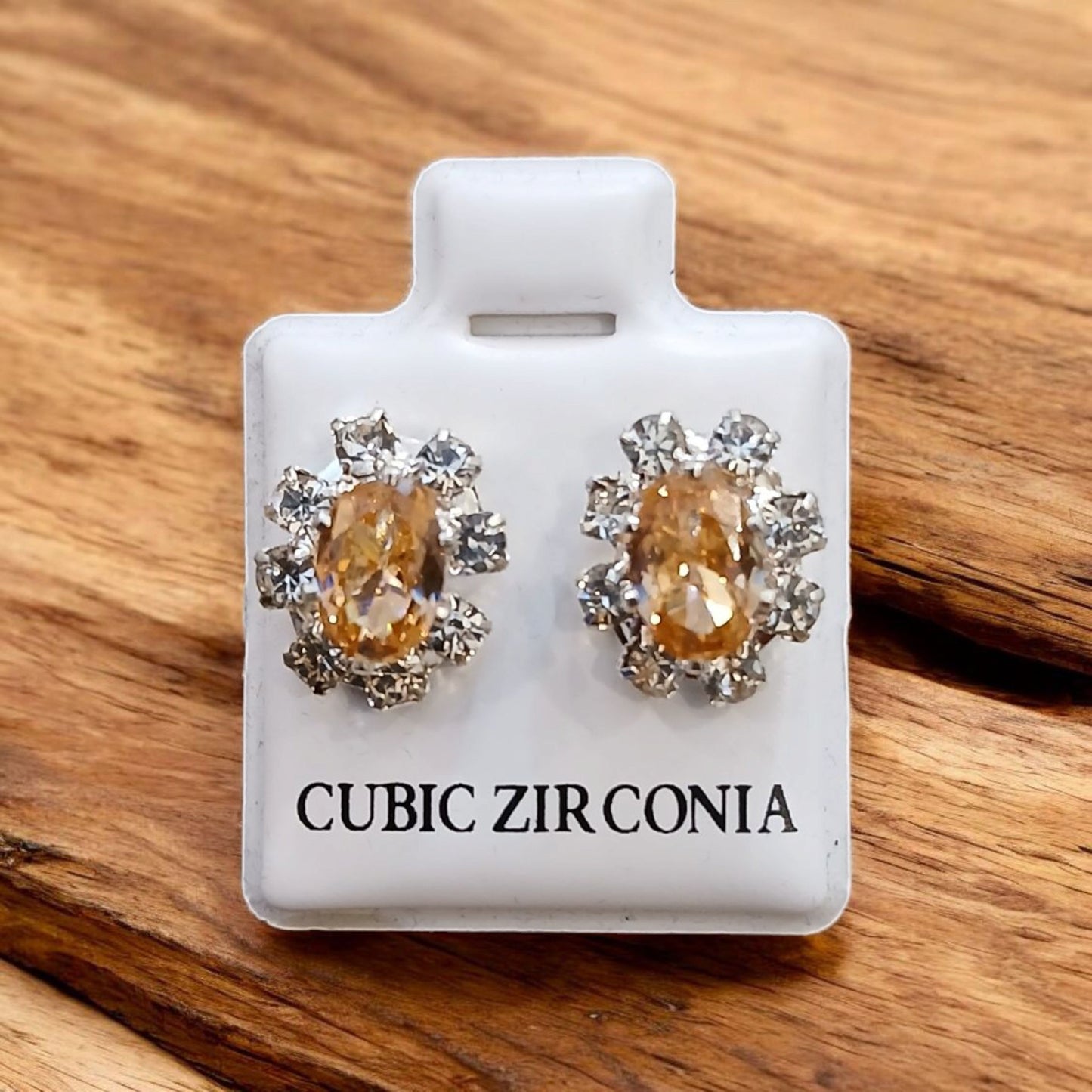 Silver Cubic Oval Zirconia Tops available in 6 colors