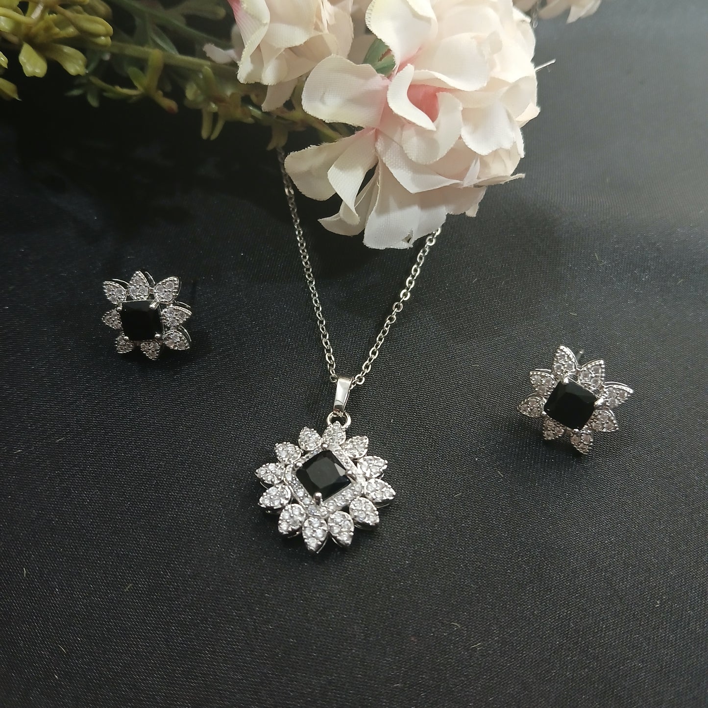 Elegant Silver Pendant Set Available in 3 Colors