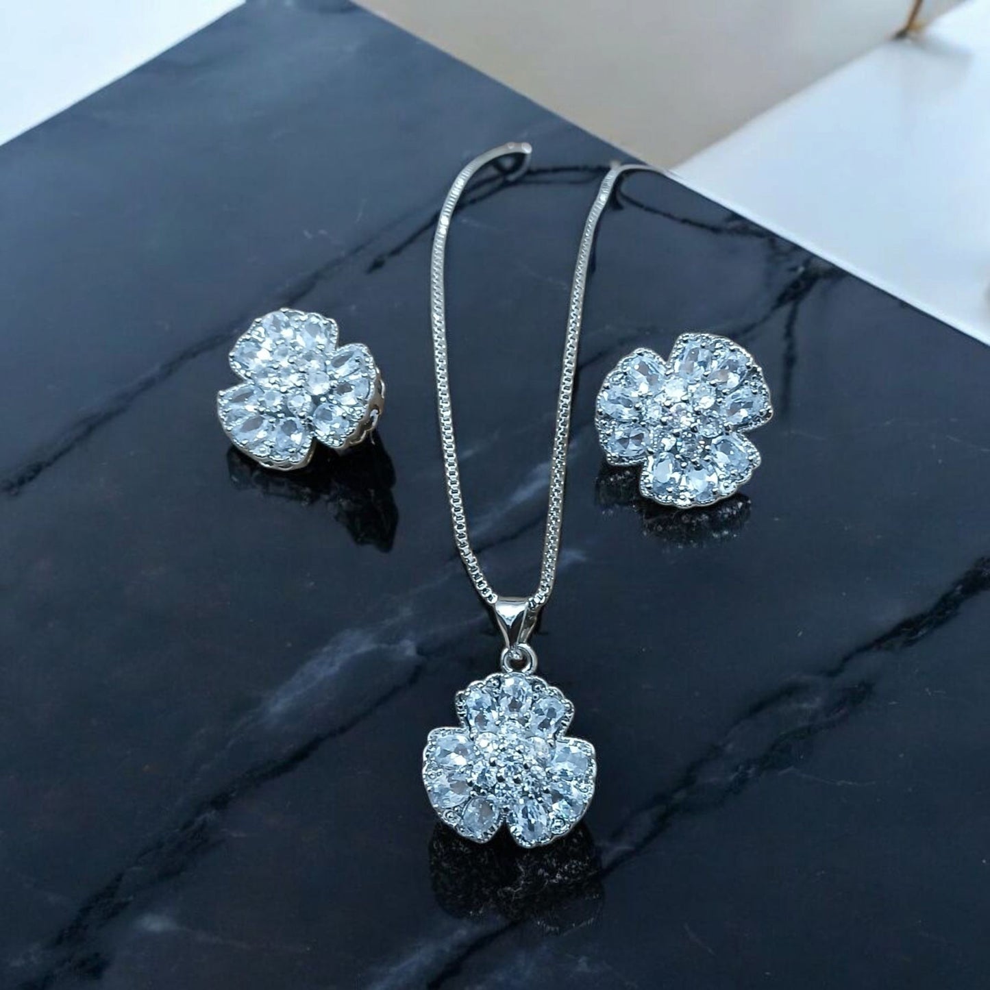 Silver Modish Pendant Set Available in 3 Colors