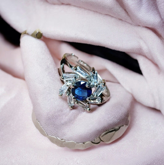 Silver Ring With Blue Stone - Essentique