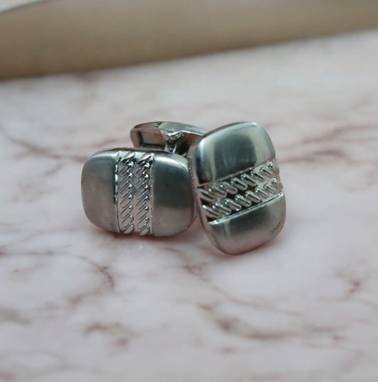 Rectangular Shaped Silver Cufflinks - Essentique