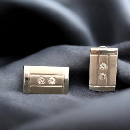 Silver Cufflinks with Two Stones - Essentique