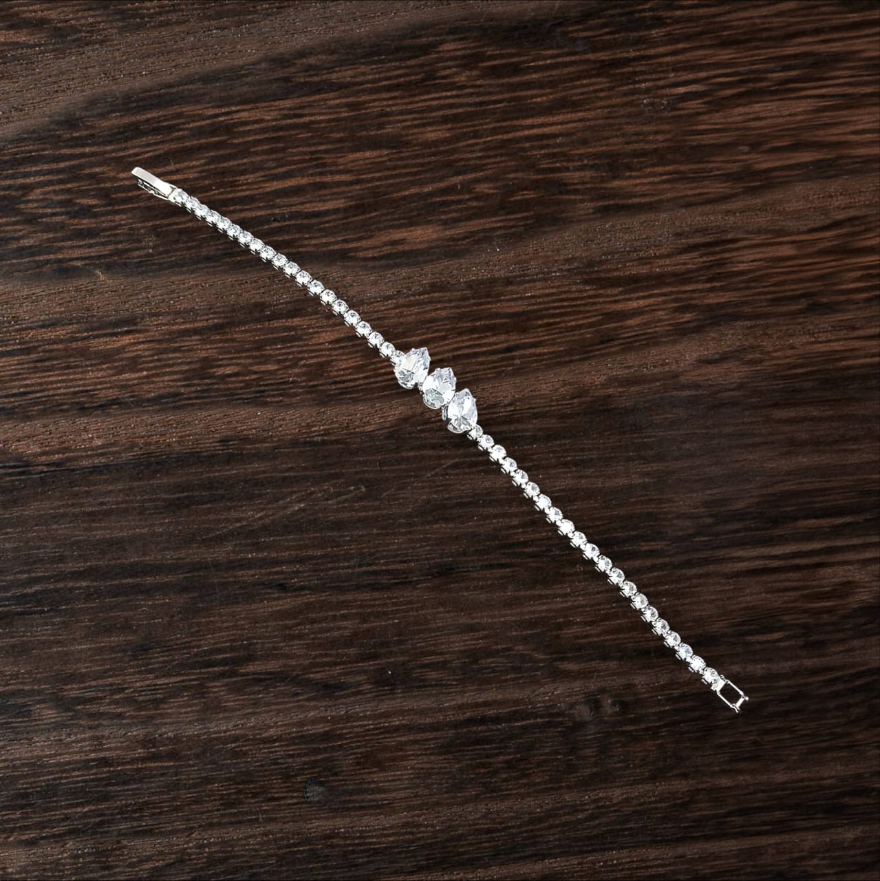 Silver Zircon Silver Drops Bracelet - Essentique