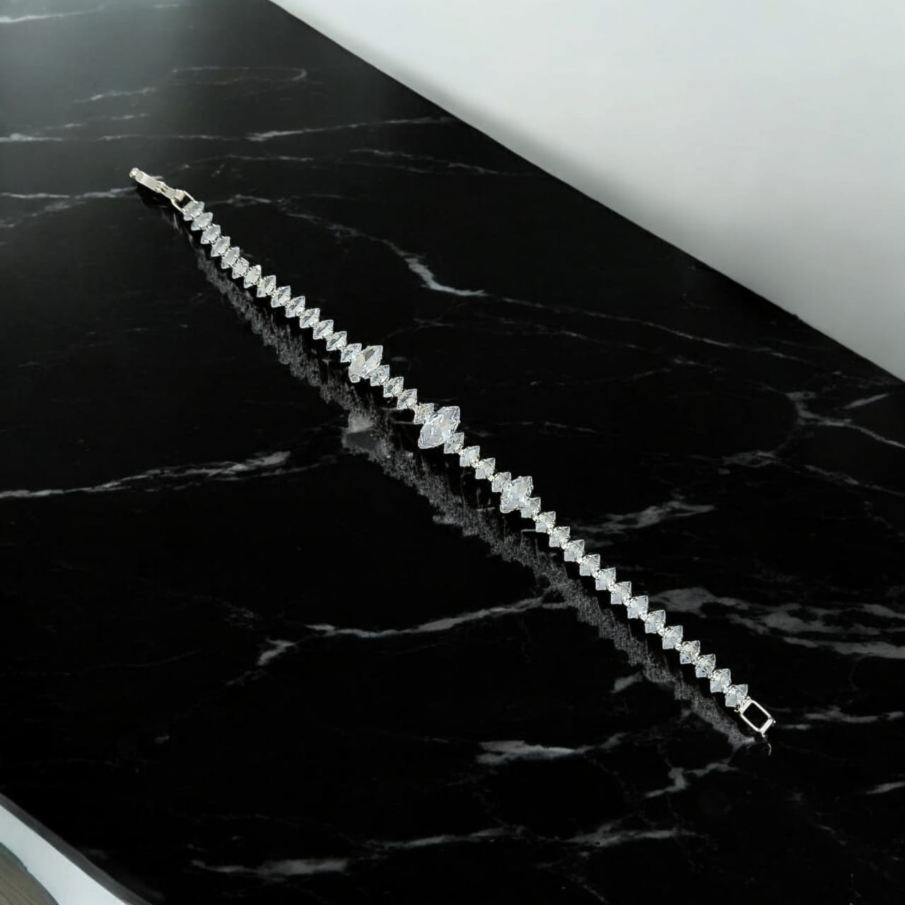 Silver Zircon Drop Bracelet - Essentique